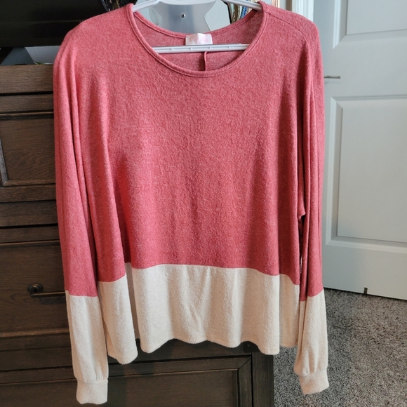 Pink Lily Pink Colorblock Sweater- - Picture 1 of 7